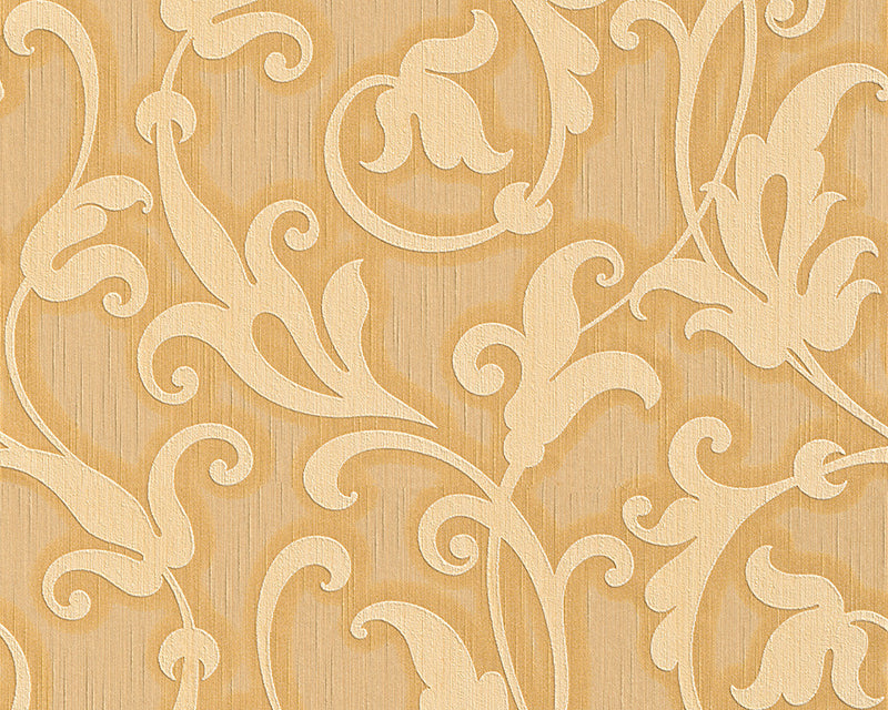 media image for sample floral scrollwork wallpaper in cream and orange design by bd wall 1 221