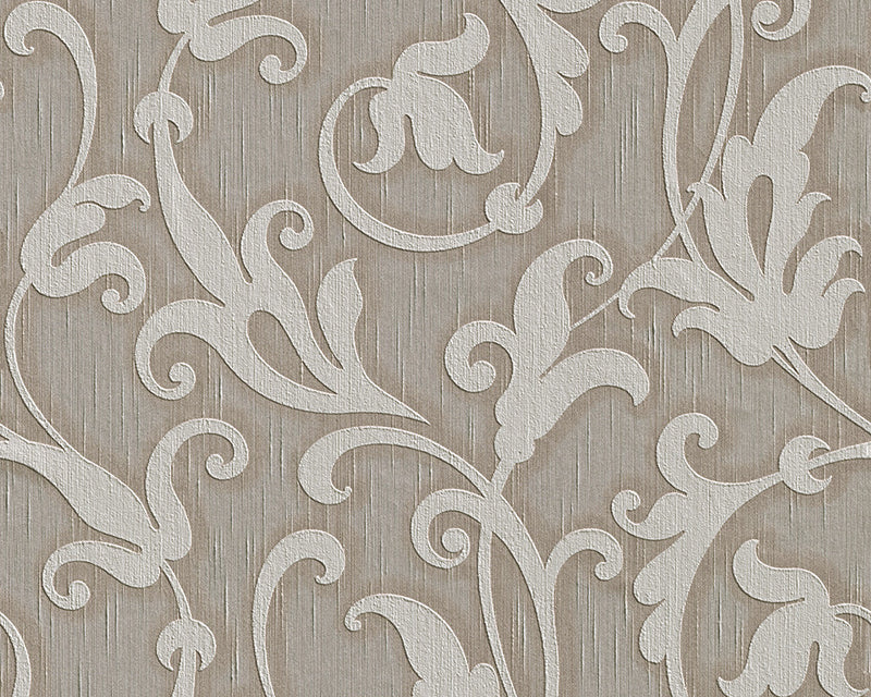 media image for Floral Scrollwork Wallpaper in Grey and Neutrals design by BD Wall 296