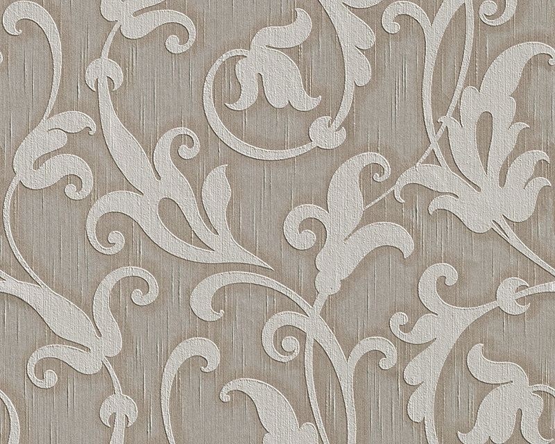 media image for Floral Scrollwork Wallpaper in Grey and Neutrals design by BD Wall 270