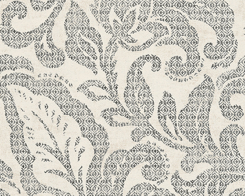 media image for Floral Wallpaper in Black and Ivory design by BD Wall 217