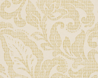 product image of sample floral wallpaper in cream and metallic design by bd wall 1 543