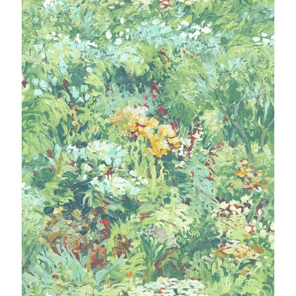 media image for Floral Wallpaper in Green and Yellow from the French Impressionist Collection by Seabrook Wallcoverings 273