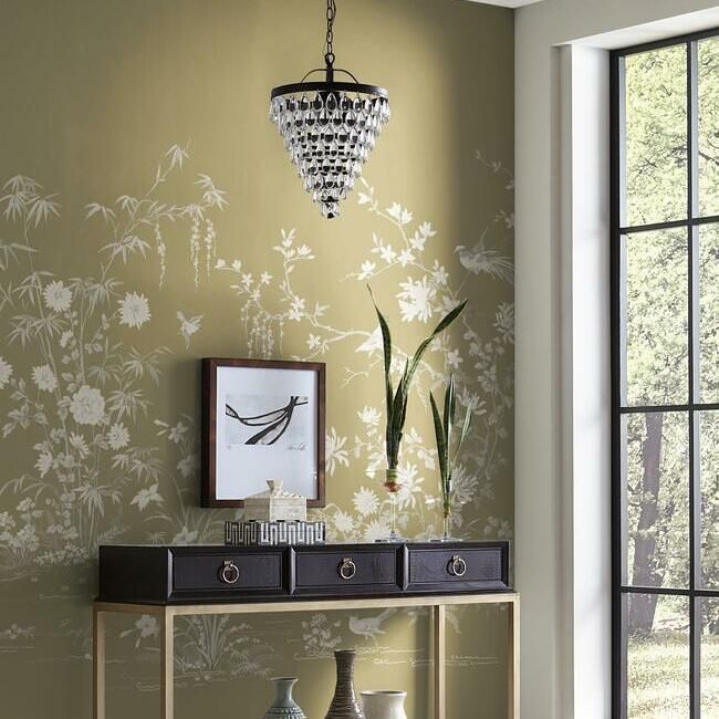 media image for Flowering Vine Chino Wall Mural in Glint from the Ronald Redding 24 Karat Collection by York Wallcoverings 250
