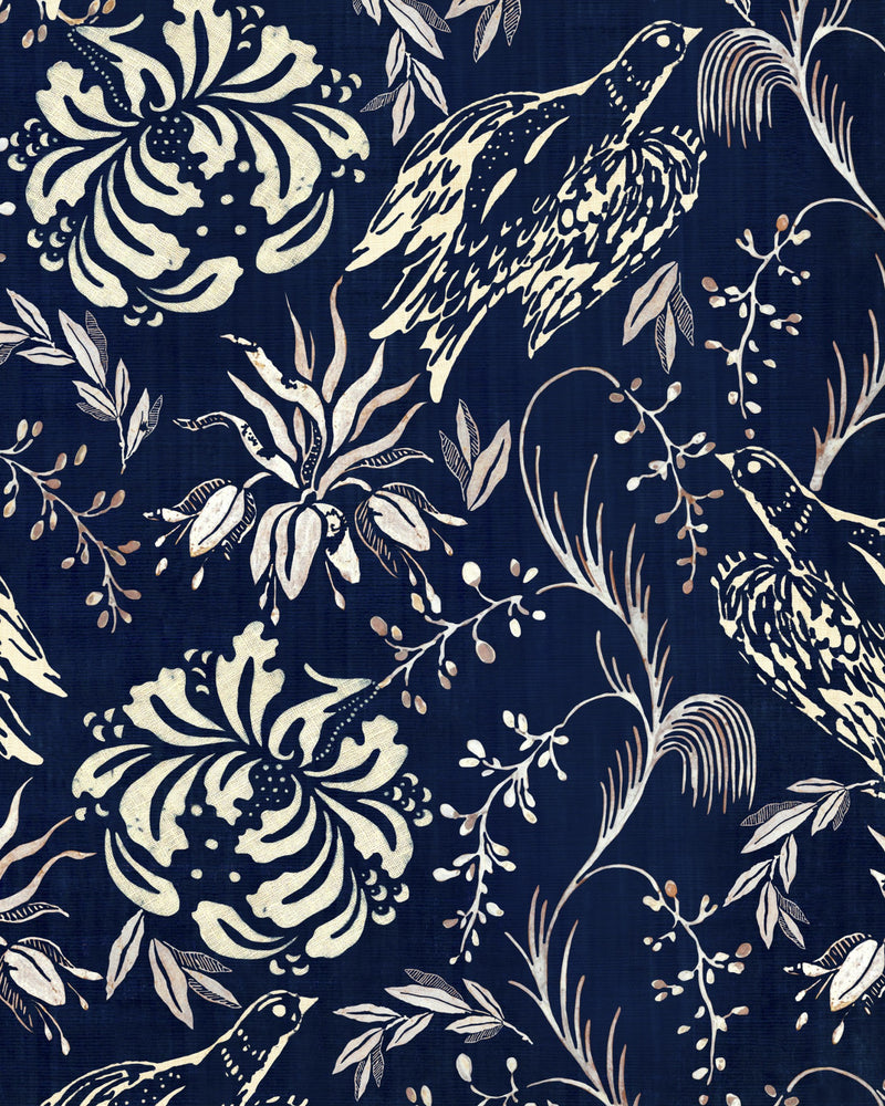 media image for sample folk embroidery wallpaper in indigo from the complementary collection by mind the gap 1 274