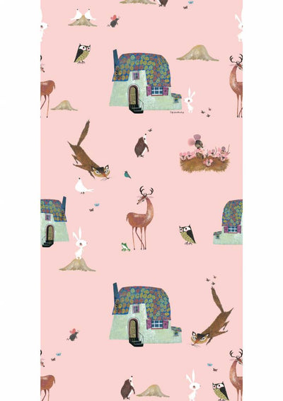 product image for Forest Animals Kids Wallpaper in Pink by KEK Amsterdam 75