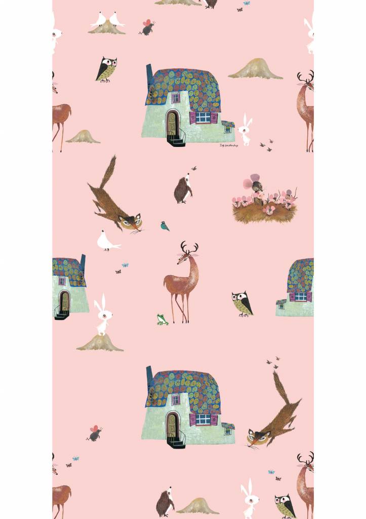 media image for Forest Animals Kids Wallpaper in Pink by KEK Amsterdam 241