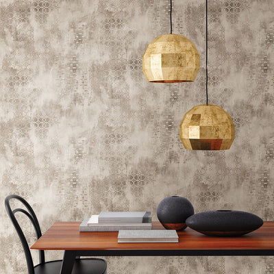 product image for Fornax Geometric Wallpaper in Brass from the Polished Collection by Brewster Home Fashions 59