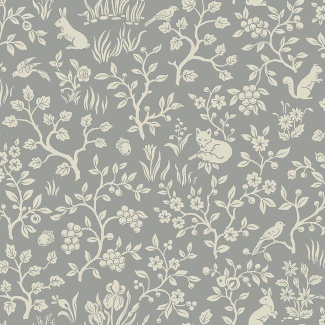 media image for Fox & Hare Wallpaper in Grey from Magnolia Home Vol. 2 by Joanna Gaines 271