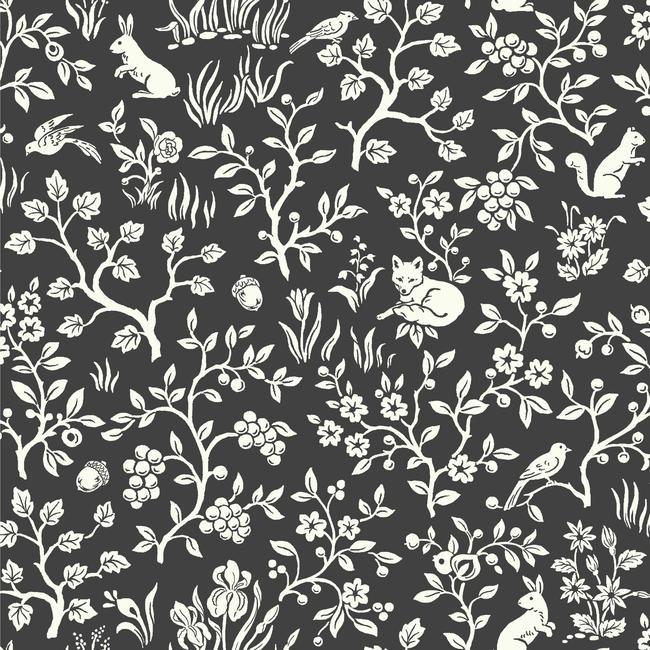 media image for Fox & Hare Wallpaper in Straight Black from Magnolia Home Vol. 2 by Joanna Gaines 277