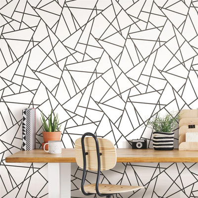 product image for Fracture Peel & Stick Wallpaper in Black by RoomMates for York Wallcoverings 51
