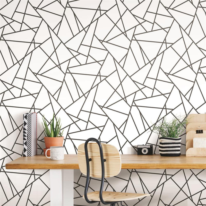 media image for Fracture Peel & Stick Wallpaper in Black by RoomMates for York Wallcoverings 21