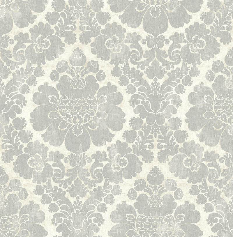 media image for sample framed damask wallpaper in silver from the caspia collection by wallquest 1 277