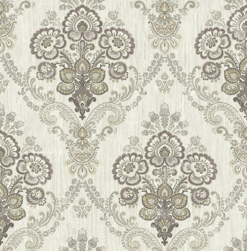 media image for sample framed imperial bouquet wallpaper in silver from the caspia collection by wallquest 1 238