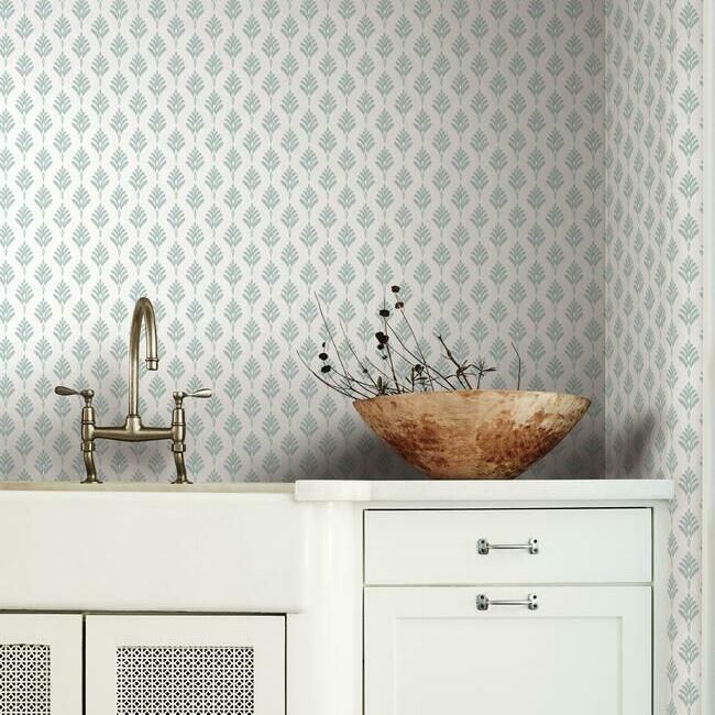 media image for French Scallop Wallpaper in Mint from the Water& 266