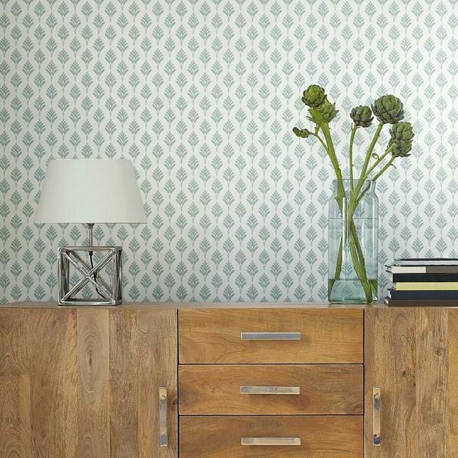 media image for French Scallop Wallpaper in Mint from the Water& 289