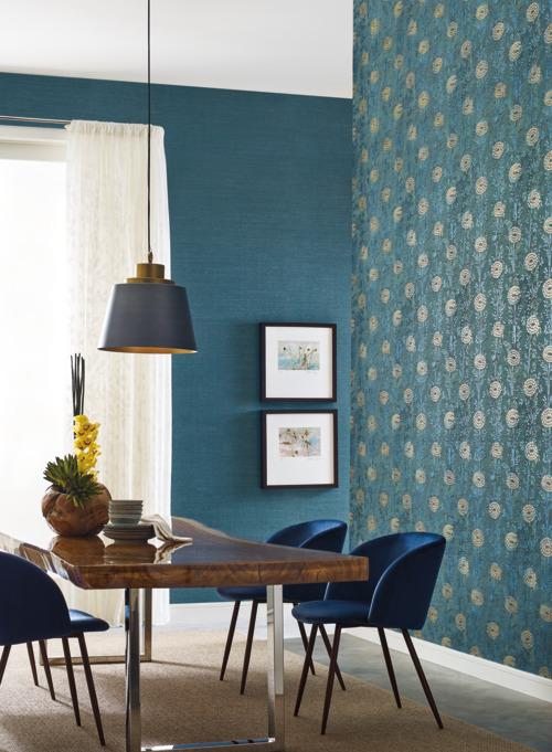 media image for Teal and Gold from the Tea Garden Collection by Ronald Redding for York Wallcoverings 236