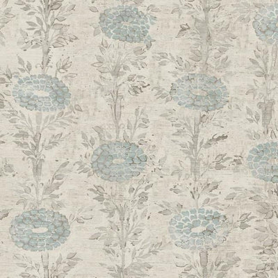 product image of French Marigold Wallpaper in Blue and Off-White from the Tea Garden Collection by Ronald Redding for York Wallcoverings 569