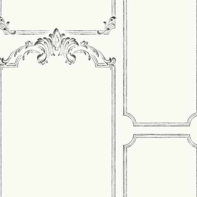 media image for French Panel Wallpaper in White and Black from the Magnolia Home Collection by Joanna Gaines for York Wallcoverings 231