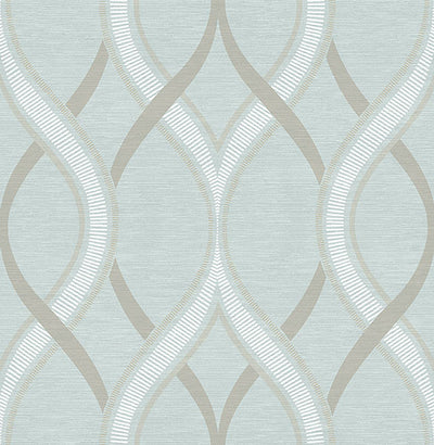product image of Frequency Turquoise Ogee Wallpaper from the Symetrie Collection by Brewster Home Fashions 570