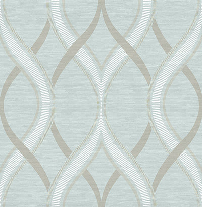 product image of Frequency Turquoise Ogee Wallpaper from the Symetrie Collection by Brewster Home Fashions 570