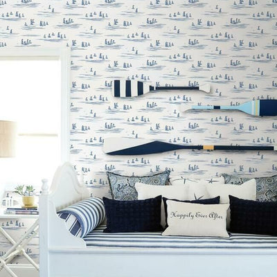 product image for Full Sails Wallpaper in Blues from the Water's Edge Collection by York Wallcoverings 4