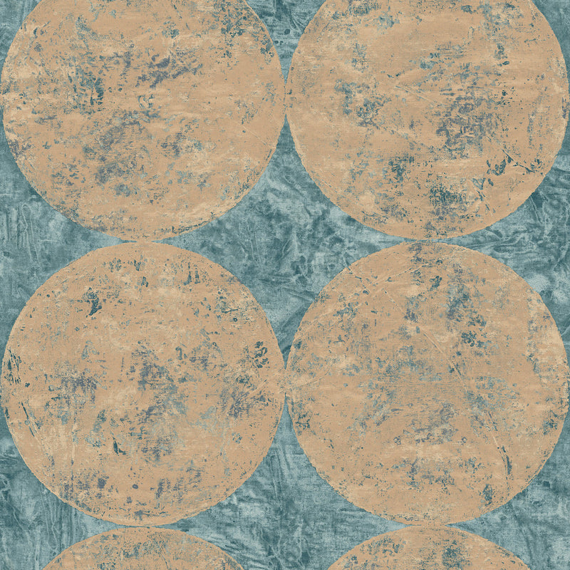 media image for sample fulton wallpaper in blue and copper from the metalworks collection by seabrook wallcoverings 1 273