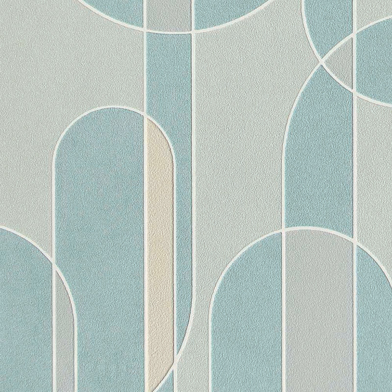 media image for Funky Geometry Vinyl Wallpaper in Blue and Sage by Walls Republic 261