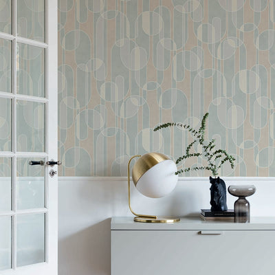 product image for Funky Geometry Vinyl Wallpaper in Blue and Sage by Walls Republic 87