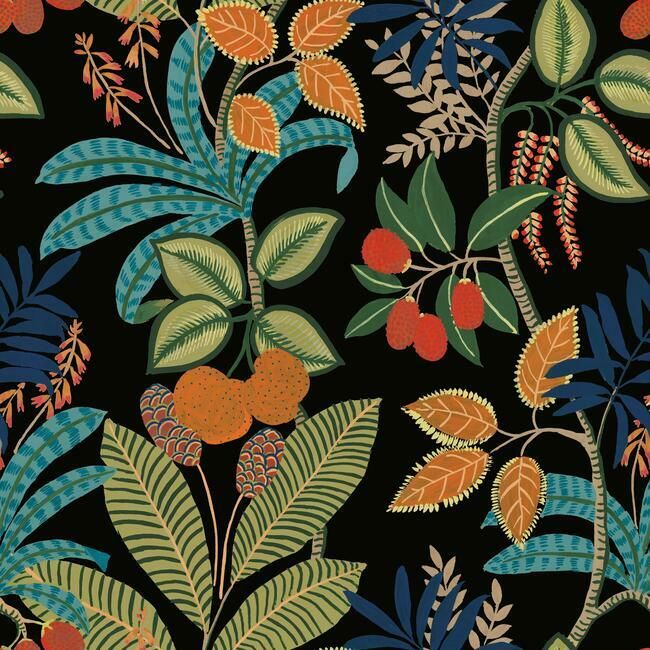 media image for sample funky jungle peel stick wallpaper in black and green by roommates for york wallcoverings 1 239