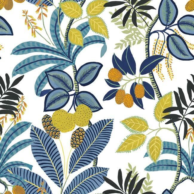 media image for Funky Jungle Peel & Stick Wallpaper in Blue and Yellow by RoomMates for York Wallcoverings 286