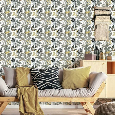 product image for Funky Jungle Peel & Stick Wallpaper in Neutral and Yellow by RoomMates for York Wallcoverings 97