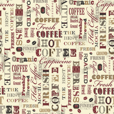 product image for Coffee Script Cream/Red Wallpaper from the Kitchen Recipes Collection by Galerie Wallcoverings 71