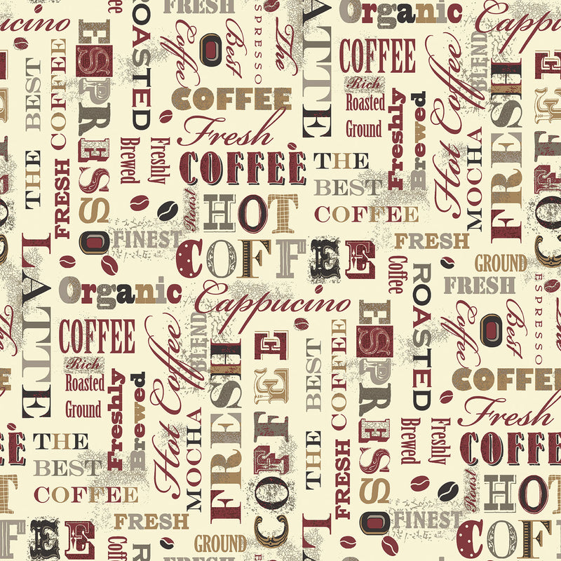media image for Coffee Script Cream/Red Wallpaper from the Kitchen Recipes Collection by Galerie Wallcoverings 266