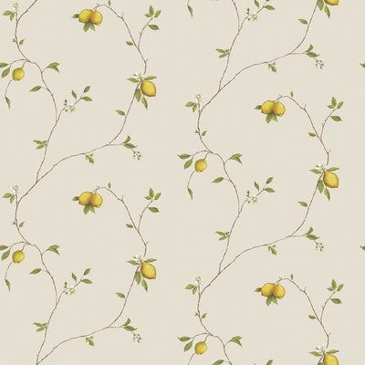 product image of Trailing Lemons Cream/Yellow Wallpaper from the Kitchen Recipes Collection by Galerie Wallcoverings 557