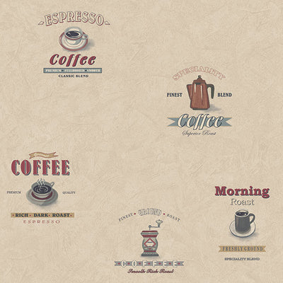 product image of Coffee Café Cream/Red Wallpaper from the Kitchen Recipes Collection by Galerie Wallcoverings 561