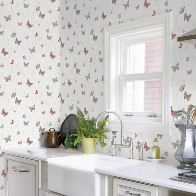product image for Meadow Butterfly Pink/Grey Wallpaper from the Kitchen Recipes Collection by Galerie Wallcoverings 40