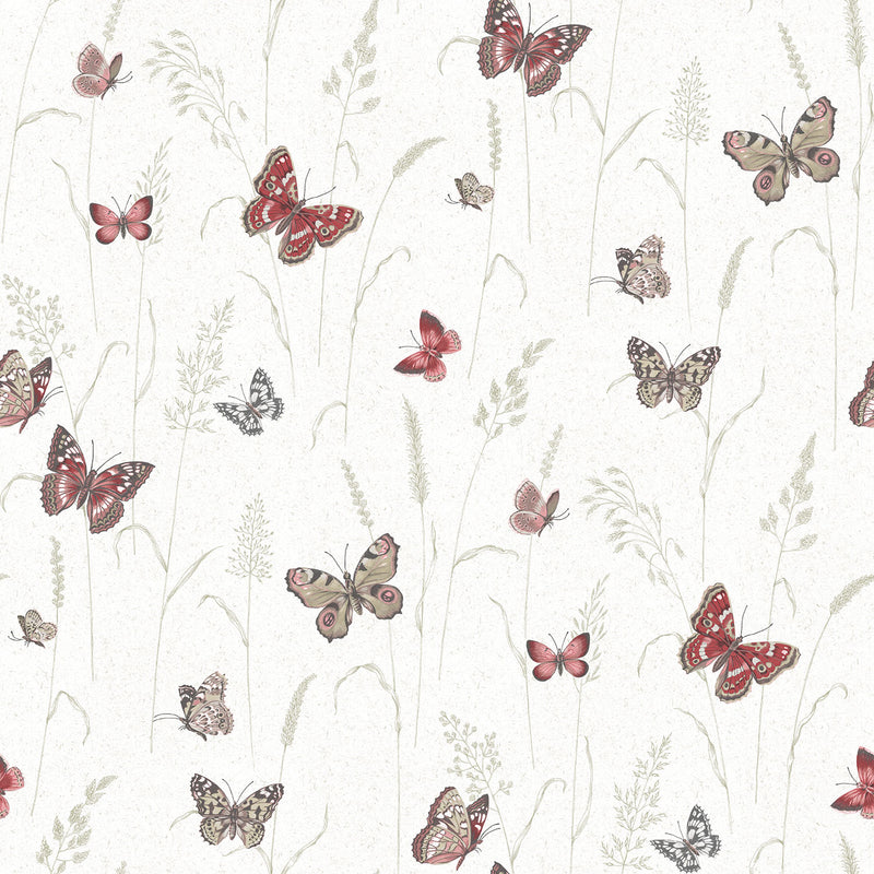 media image for Meadow Butterfly Pink/Grey Wallpaper from the Kitchen Recipes Collection by Galerie Wallcoverings 277