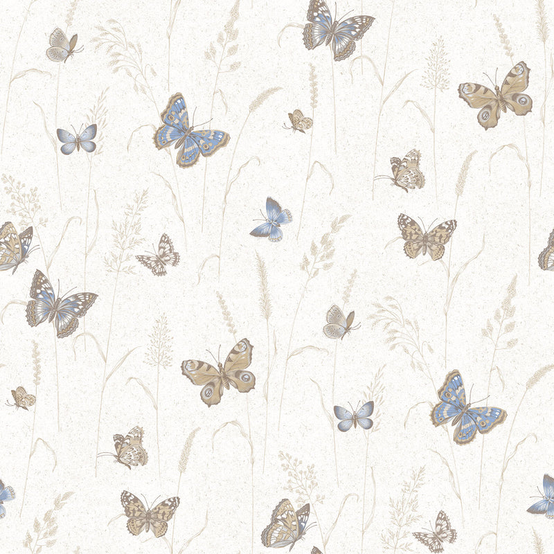 media image for Meadow Butterfly Beige/Blue Wallpaper from the Kitchen Recipes Collection by Galerie Wallcoverings 214