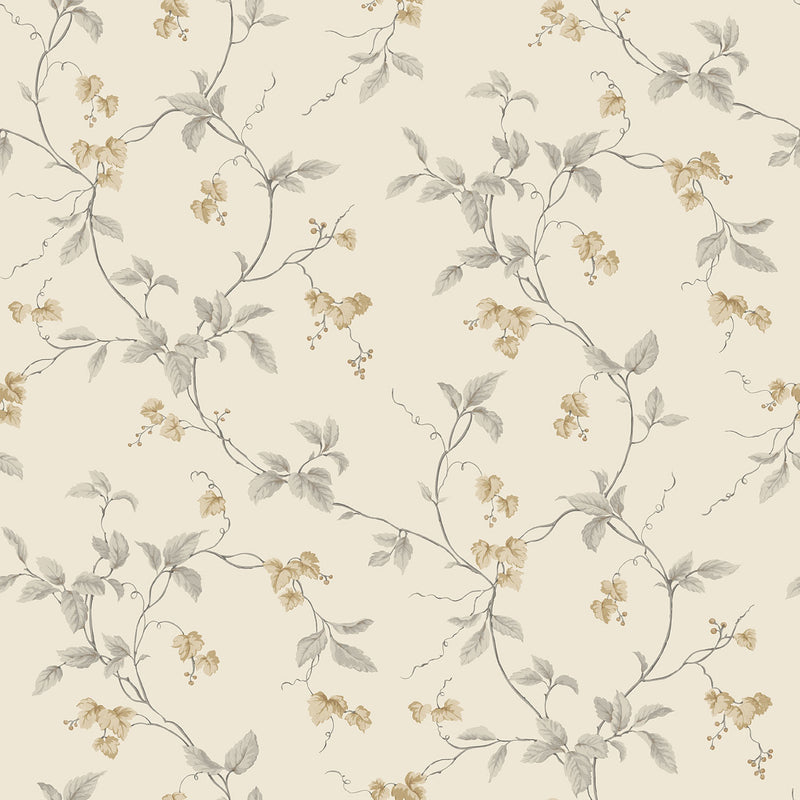 media image for sample trailing flowers beige grey wallpaper from the kitchen recipes collection by galerie wallcoverings 1 228