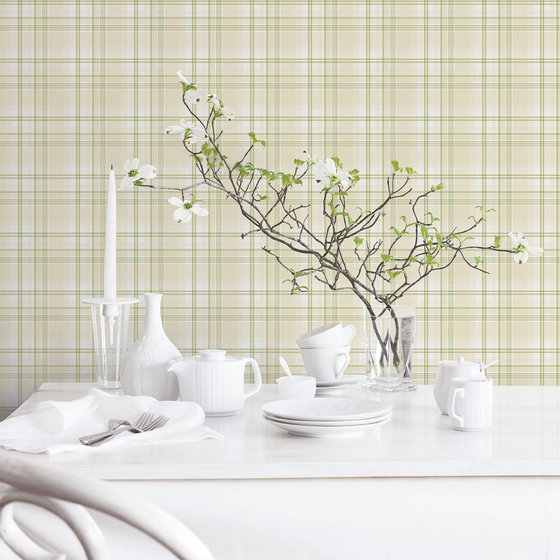 media image for Checked Green/Beige Wallpaper from the Kitchen Recipes Collection by Galerie Wallcoverings 271
