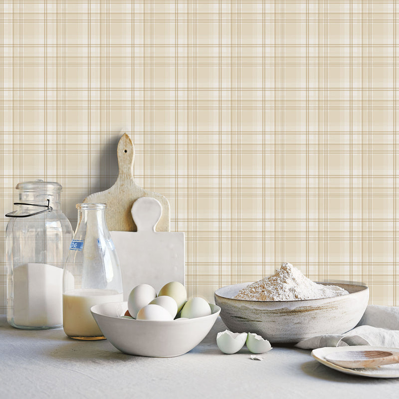 media image for Checked Soft Beige Wallpaper from the Kitchen Recipes Collection by Galerie Wallcoverings 217