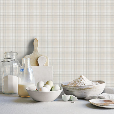 product image for Checked Beige/Grey Wallpaper from the Kitchen Recipes Collection by Galerie Wallcoverings 24