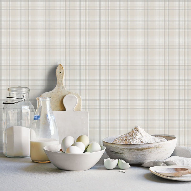 media image for Checked Beige/Grey Wallpaper from the Kitchen Recipes Collection by Galerie Wallcoverings 284