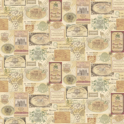 product image of sample wine labels multicolor wallpaper from the kitchen recipes collection by galerie wallcoverings 1 557