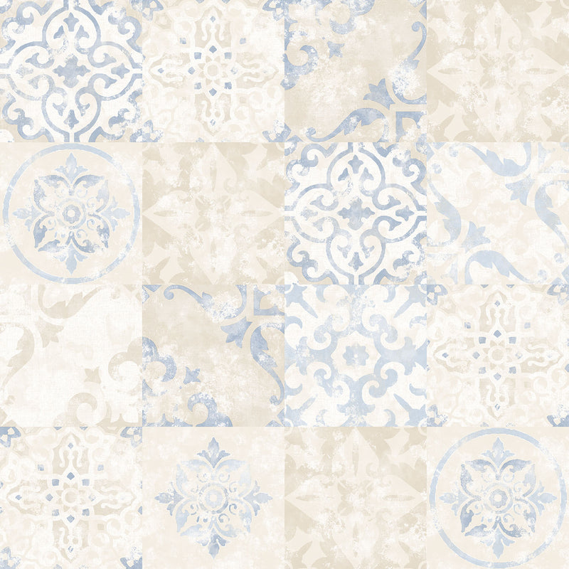 media image for Tile Effect Beige/Blue Wallpaper from the Kitchen Recipes Collection by Galerie Wallcoverings 251