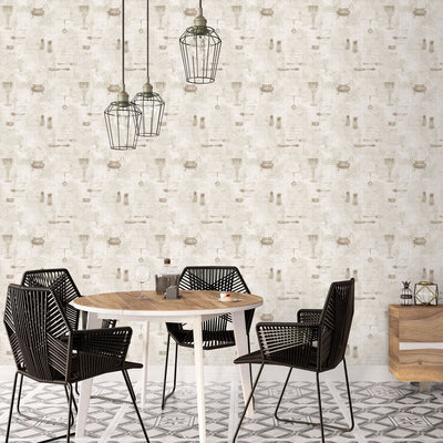 product image for Café Utensils Beige Wallpaper from the Kitchen Recipes Collection by Galerie Wallcoverings 64