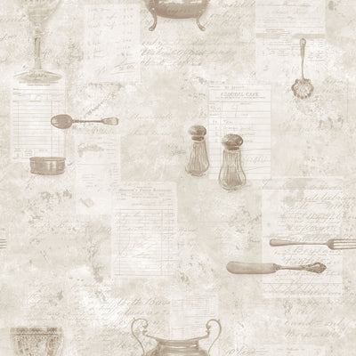 product image of Café Utensils Beige Wallpaper from the Kitchen Recipes Collection by Galerie Wallcoverings 524
