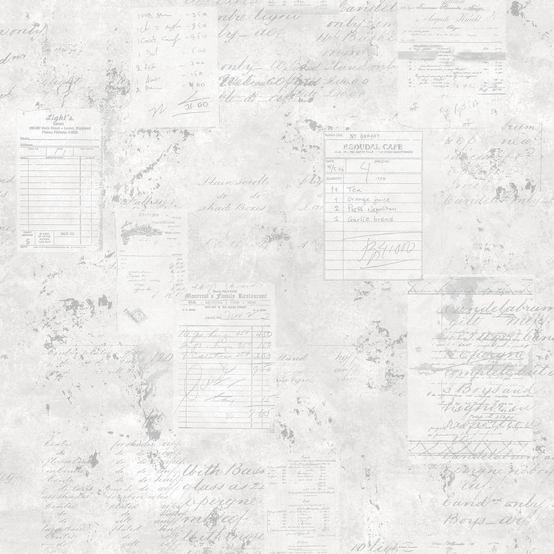 media image for Café Receipts Grey/White Wallpaper from the Kitchen Recipes Collection by Galerie Wallcoverings 236