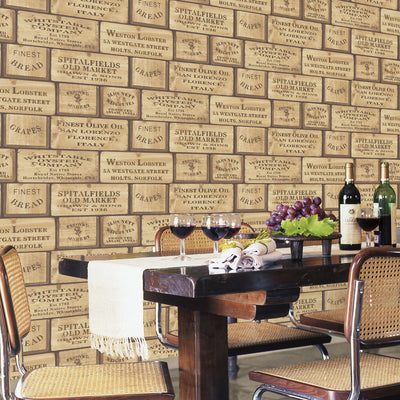 product image for Olde Boxes Beige/Brown Wallpaper from the Kitchen Recipes Collection by Galerie Wallcoverings 45
