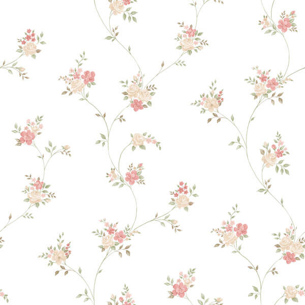 media image for Floral Trail Wallpaper in Red 217